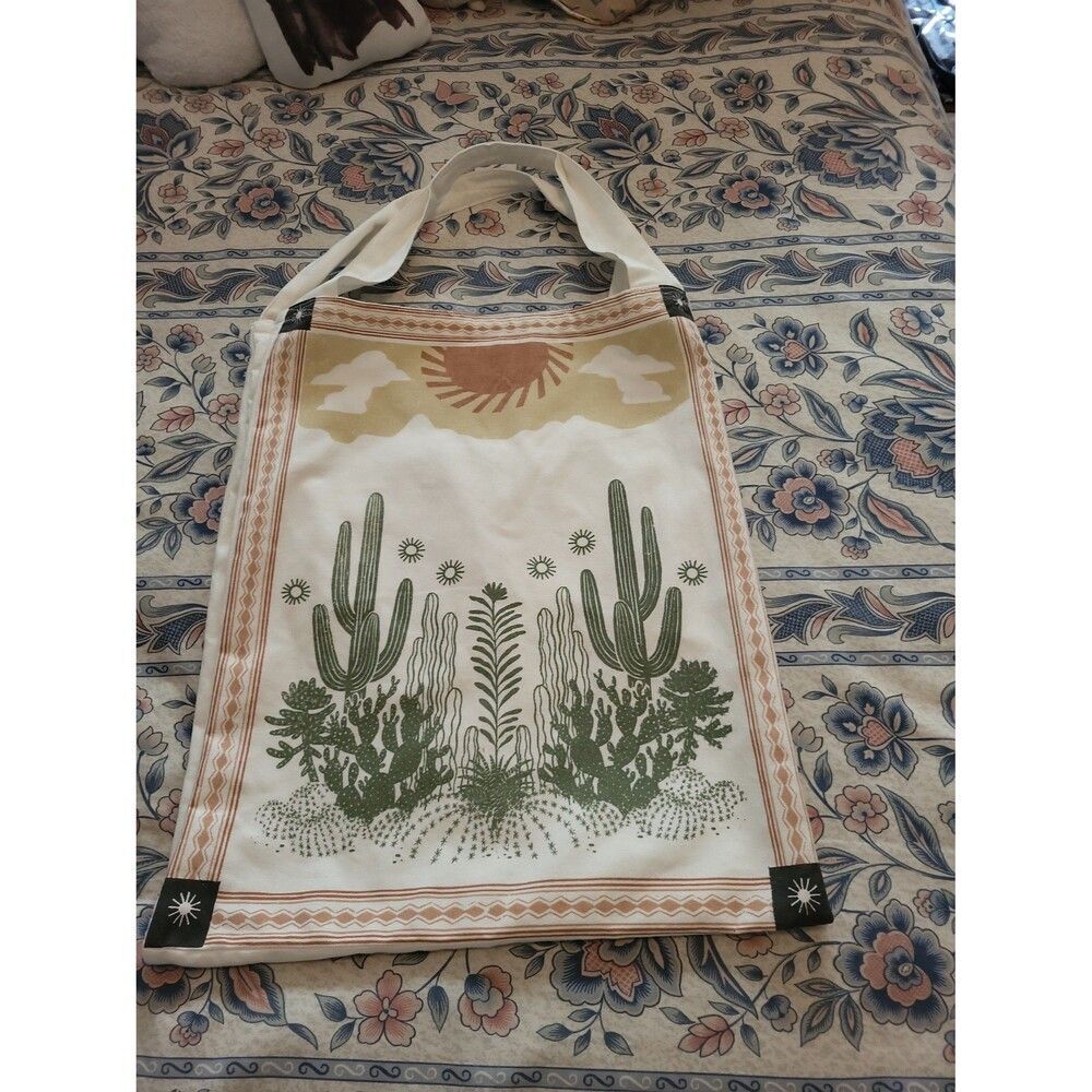 World Market Tote Bag Cactus Desert Sun Print
